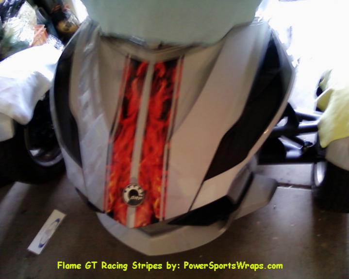 Here is our GT racing stripe for the Can-am RT with the Natural Flame effect incorporated in the stripe. Thanks to our good friend Tom O'