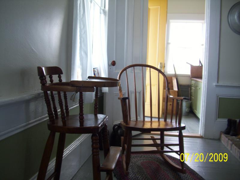 High chair and rocker in Duon house. Very small furniture, a small and sturdy people are the acadiens.