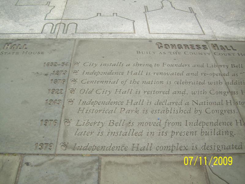 History on the sidewalk.  Phili, PA