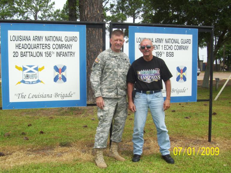 Homer (Dudley's brother) & Dudley at the armory, Abbeville, LA.