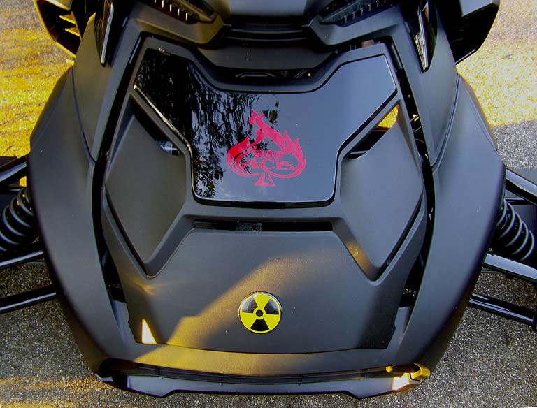 Hood mods include the gloss black bezel with custom Ace decal. Hard to tell, but I also added the lower grill bumper and wire mesh insert to protect t