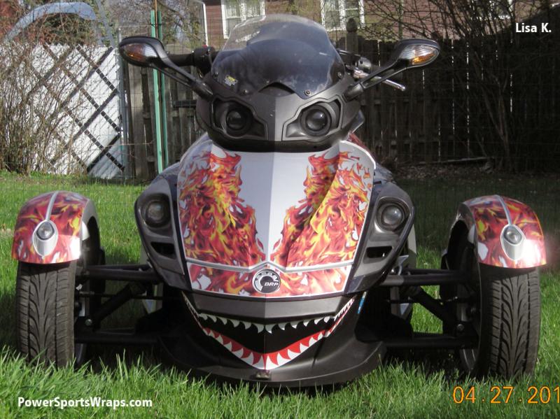 Hot Black Flame produced on  Transparent wrapping film and pre-cut to fit:  Spyder RS, RSS and ST. What is your idea.. we can help. Email: pete@powers