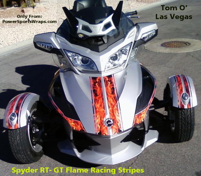 HOT Spyder GT Racing stripes.. This is a 1 of a kind Spyder.  Tom O' rolling in style.. Thanks for letting us be a part of it Tom..