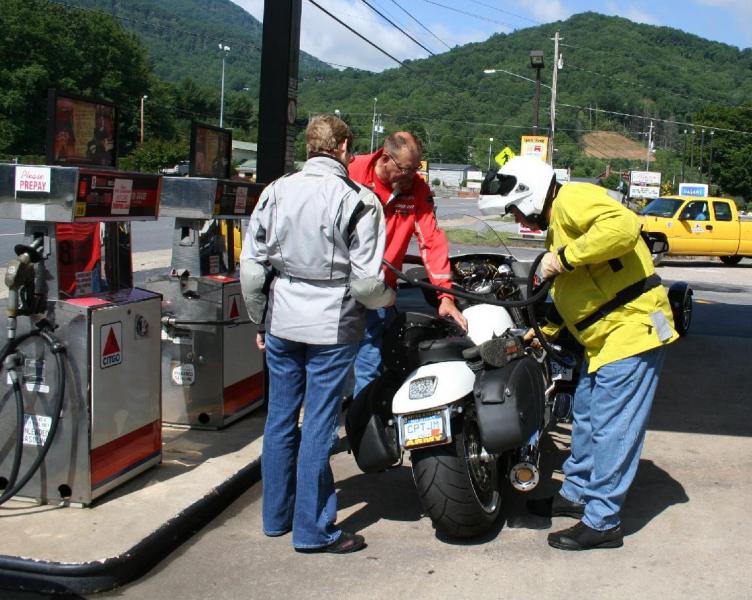 How many people does it take to fuel a V-Rod?...