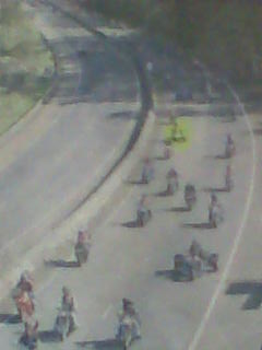 Image. The wife and me on the only spyder on a camp quality for kids with cancer run 
some 400 bikes and trikes took part,as well as around 200 trucks