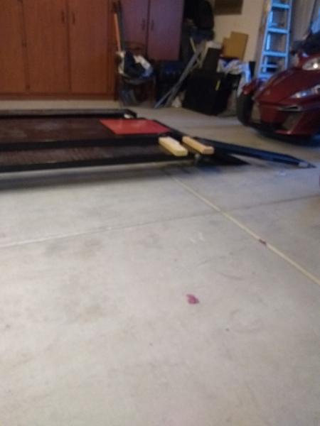 IMG 20180305 183909693
the second piece of wood was for other ramp. He also whittled the wood so its ramped when tire comes down onto extension