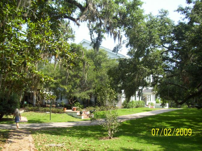 In the garden and down the path.