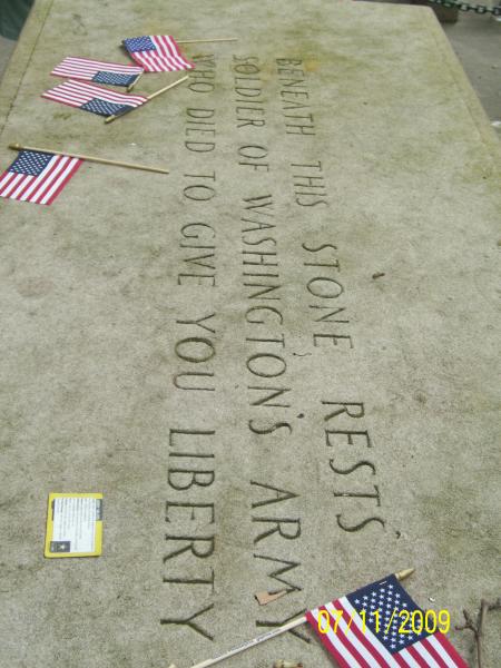 Inscription on Tomb of the Unknown Soldier of the Continental Army.  Phili, PA