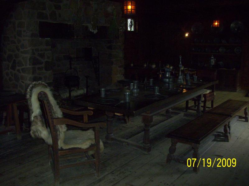 Inside the dining area with the Order of Good Cheer. Champlain recognized that the men needed a good hearty meal and chat and merrymaking now and then