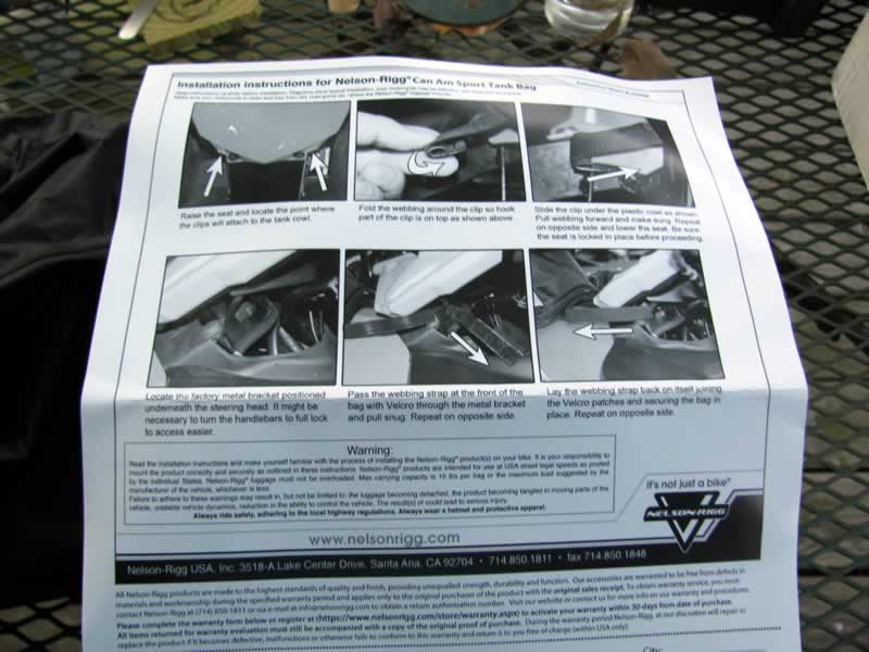 Instructions and warranty card