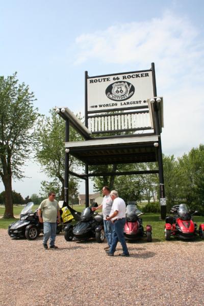 Joe, Butch, & Bob at the Fanning Route 66 Gift Shop - world's largest rocking chair.