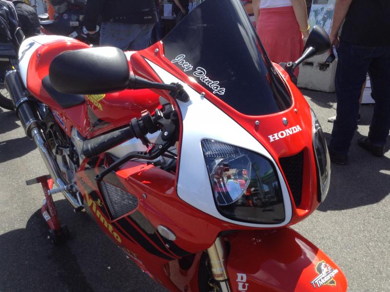 Joey Dunlop replica outside British merchandise stand