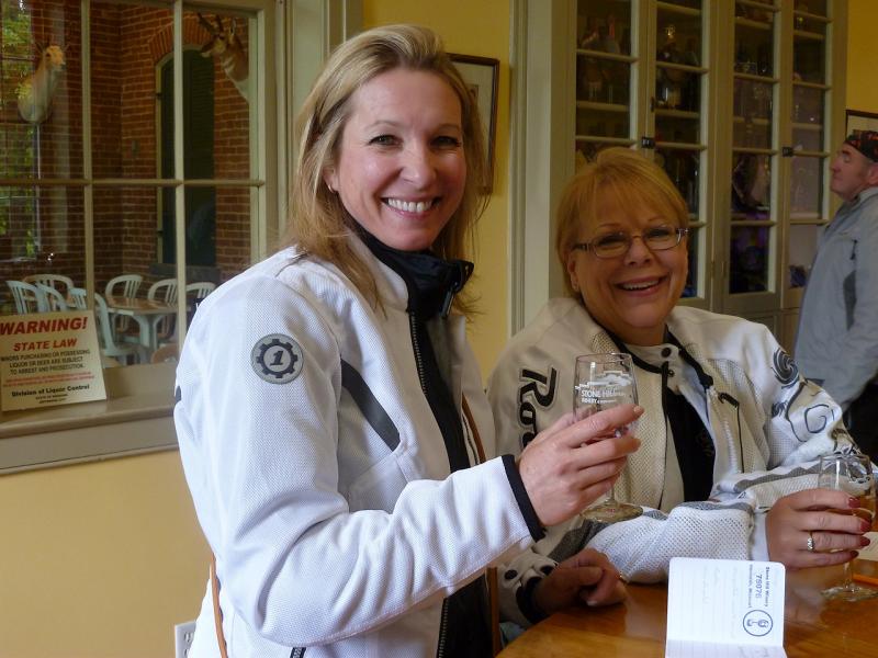 Lady Macca with Deb wine tasting at Stone Hill Winery