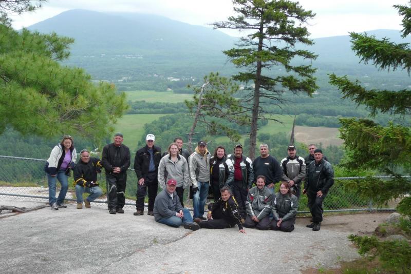 Lake to Mountain Owners Ride.  Group Picture atop of Cathedral Ledge, NH