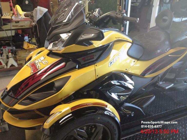 Lamonster ST S project bike. Contact us with your Spyder graphics / wrap ideas. Email: Pete@powersportswraps.com