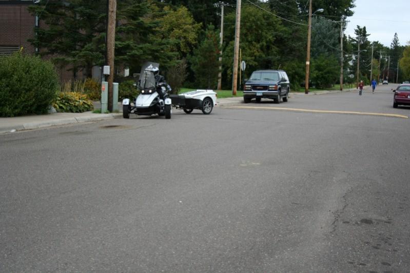 Larry making a turn to get a parking spot for lunch.