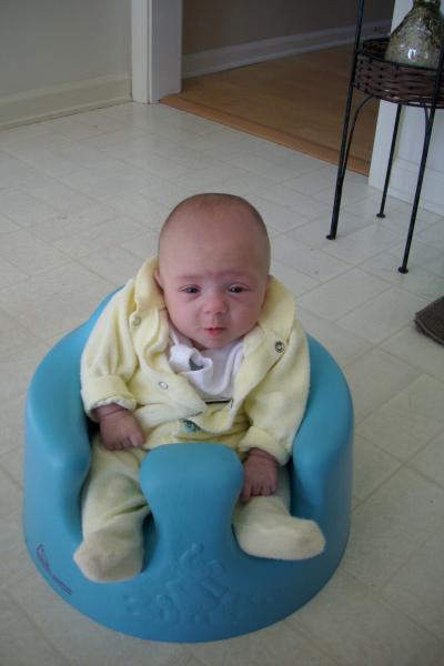 Leah in her Bumbo seat.