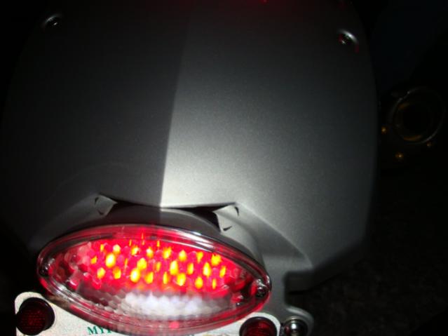 LED Catseye Tail, License Plate Light With Brake Strobe. All brake lights flash 10 times before going solid.