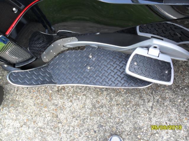 LHS View with passenger footrest shown using Inspector Gadgets inserts & 
Seal Floorboards