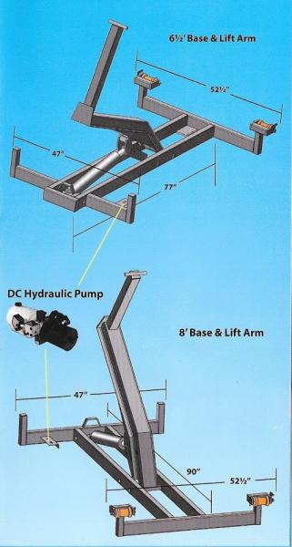 Lift mechanism dimensions.  The decks are shipped completely assembled and wired.  Installation requires two 1/2" mounting holes and routing the power