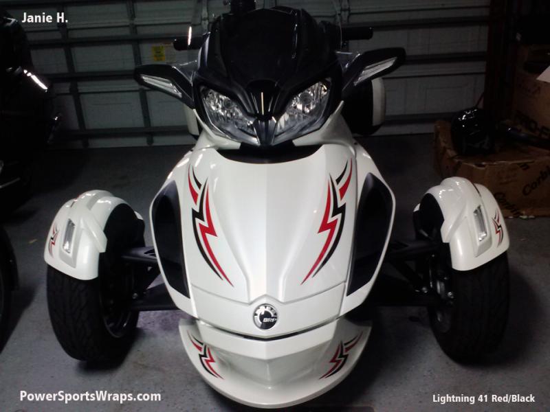 lightning 41 Available in many color combinations. What do you want?  We can help your Spyder stand out from the others.  Email: pete@powersportswraps