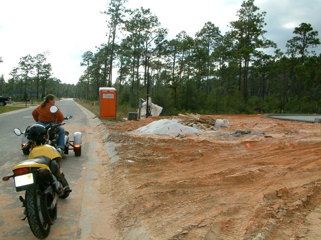 Littlebit's Spyder and my first bike at the site of our new house.