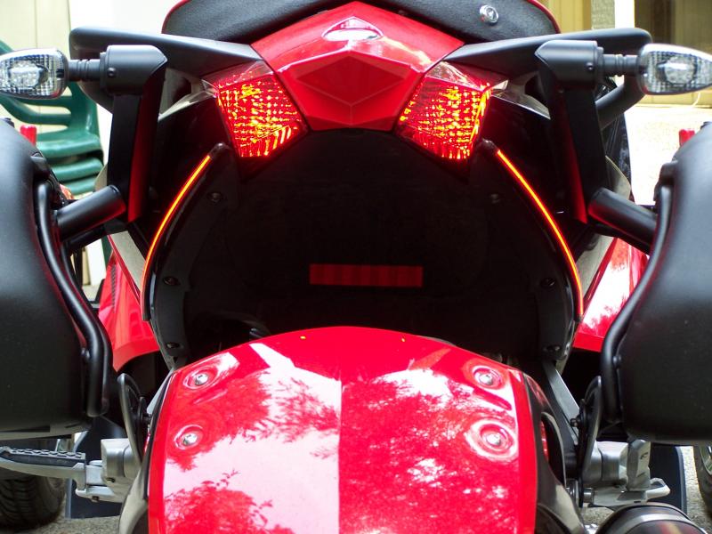 Love the LED flex strips  under the tail.
Mitch is working on an easier install for the Brake, Turn & Strobe for the rear. Also installed LEDs in the 