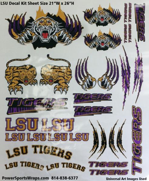 LSU pre cut decal kit can be used on any type of machine. Just peel and apply where you want them.  ORDER 814-838-6377