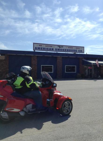 Lunch stop at a good BBQ joint on our ride.