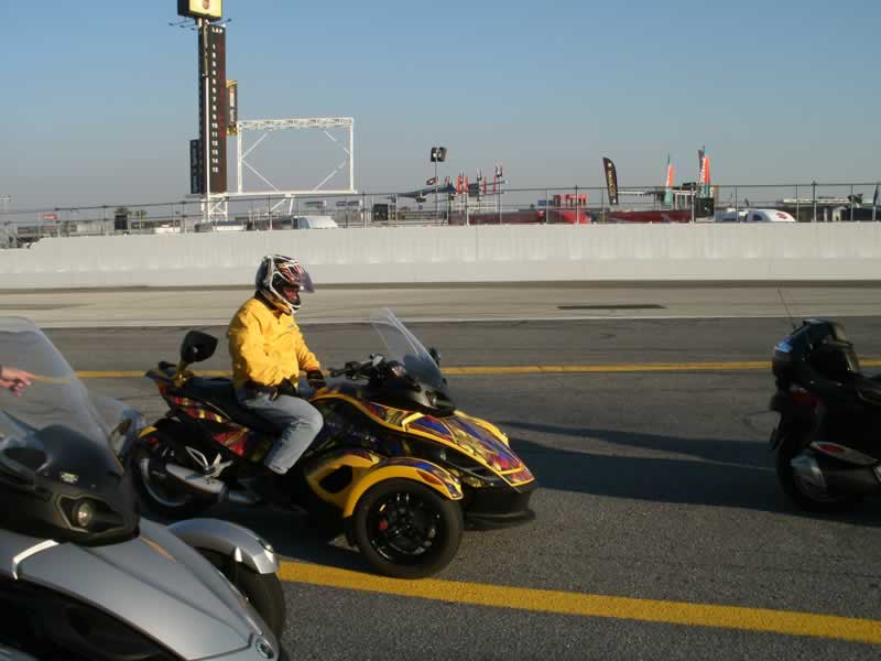 Me on the track trying to reset the codes on my Spyder after running up the steep bank and getting busted.