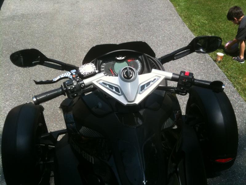 mirror extensions, 2" riser and custom shift lever, shift cover, cramp buster