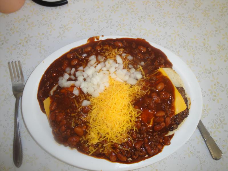 Moab, Utah - Milt's Stop and Eat chili burger.  Yummm...