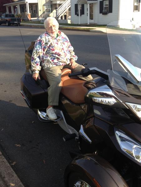Mom's first ever motorcycle ride, 2 weeks shy of her 87th birthday!