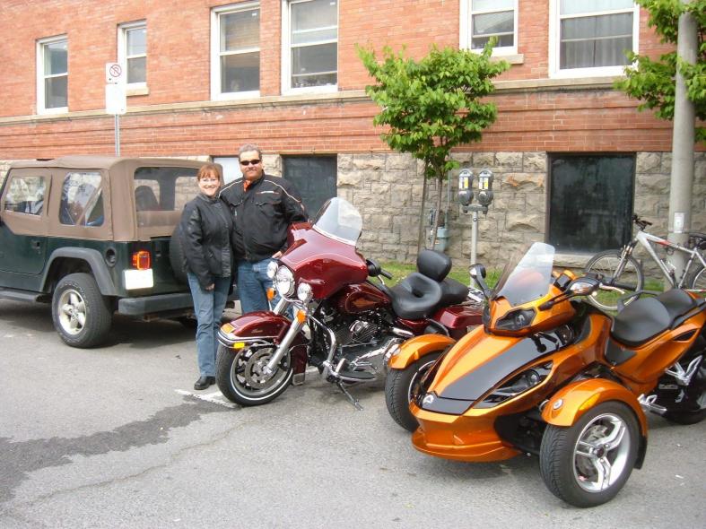 Monique and Bob with Bob's H-D and Monique's Spyder Lil Pumpkin Ottawa 2009