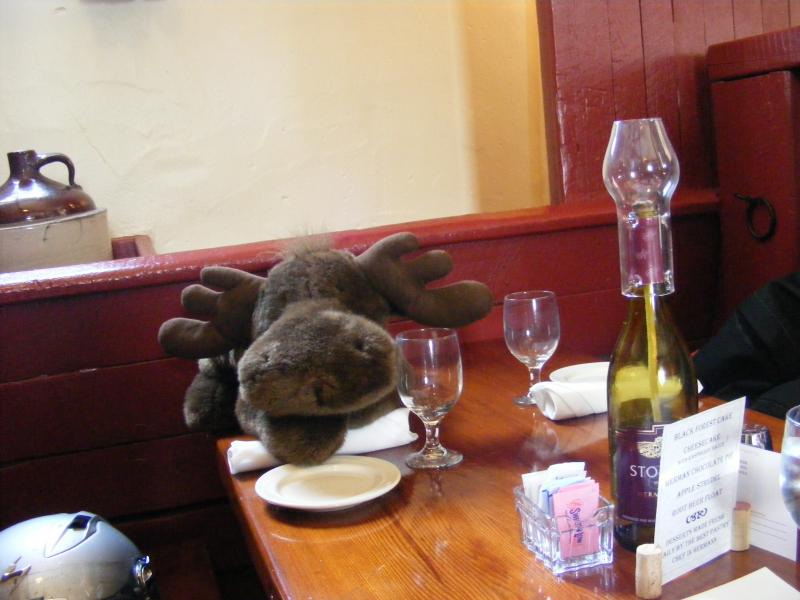 Moosie having lunch in Herman, MO.