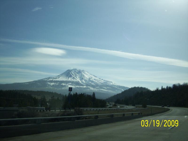 Mt Shasta, traveling in car