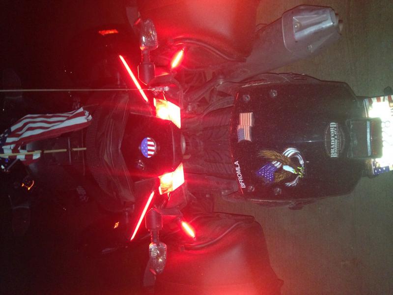 My brake lights after spyderfest'15 farkle. Small leds are Rivco S.O.M.A. (Stay off my a**) fyi they flash/modulate when I step on the brake. The long