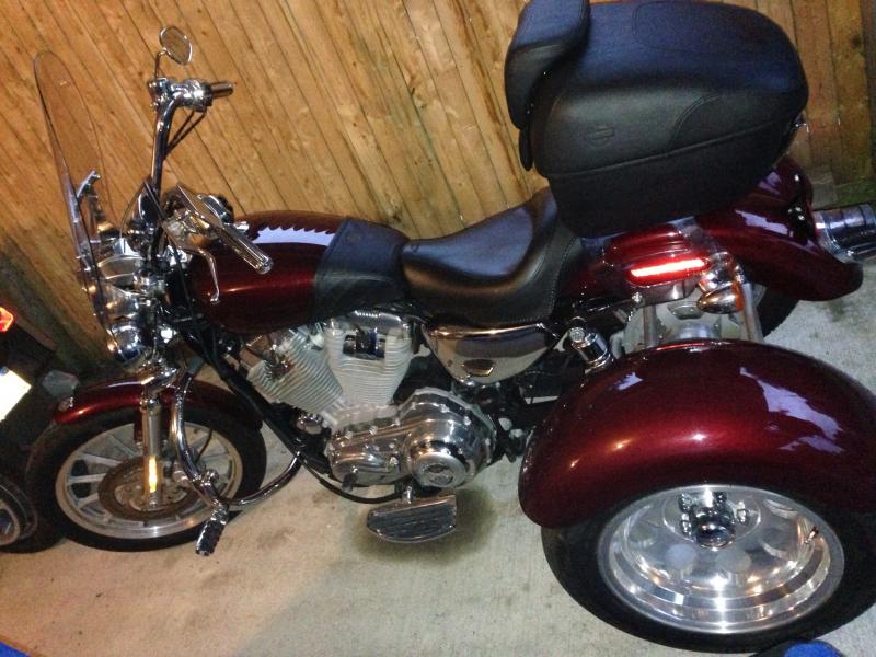 My current '08 Harley Sportster with Frankenstein Trike kit installed.