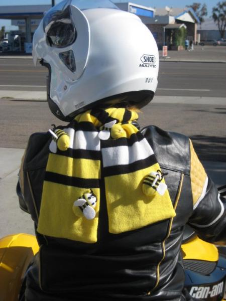 My matching Bumble Bee Scarf was a hit with the ladies. :)