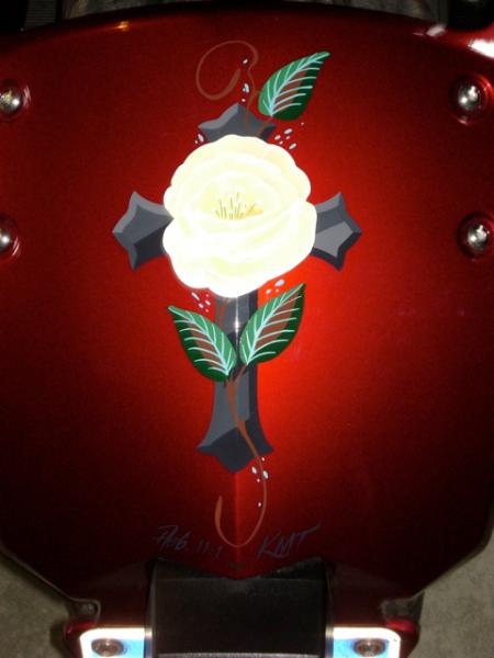 My rear fender in memory of my daughter.