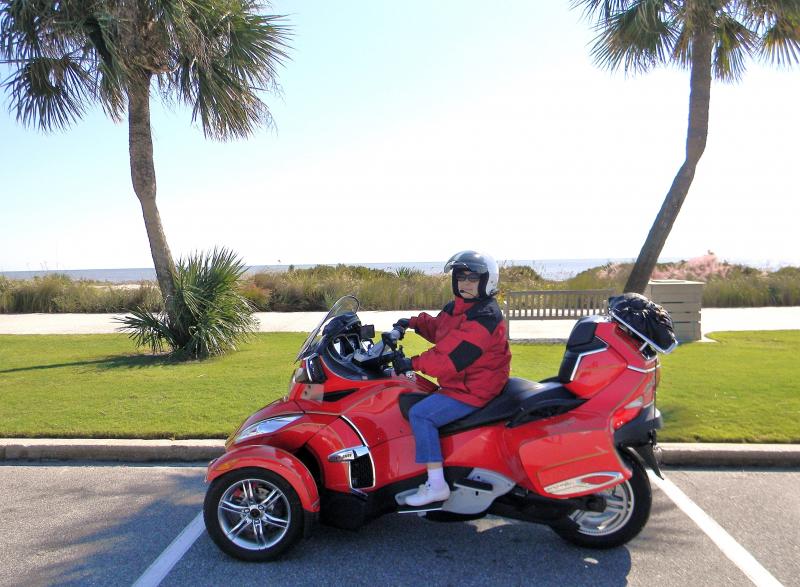 Official backseat driver and unofficial tour guide overlooking the Atlantic at Jekyll Island
