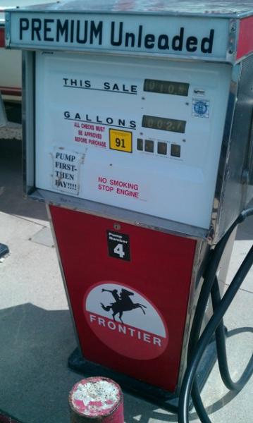 Old Gas Pump in Newcastle, Wyoming that was still in use!
