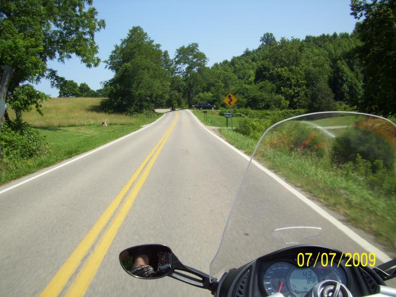 On the road.  That spot on the road is Lamont.  He said he had never driven that road so slow before!  Was having to pace himself for my slow style!