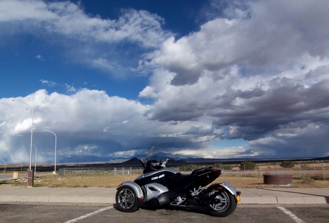 On the road to Santa Fe, NM. 
Snow and rain in the mountains. Temperatures from the 70's to the mid-30s - a great test for the Winter Riding Gear.