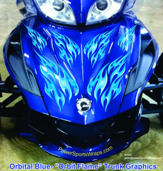 Orbit Flame  Sample photo- This is to help you visualize what the Orbit Flame will look like applied on your Orbital Blue Spyder.