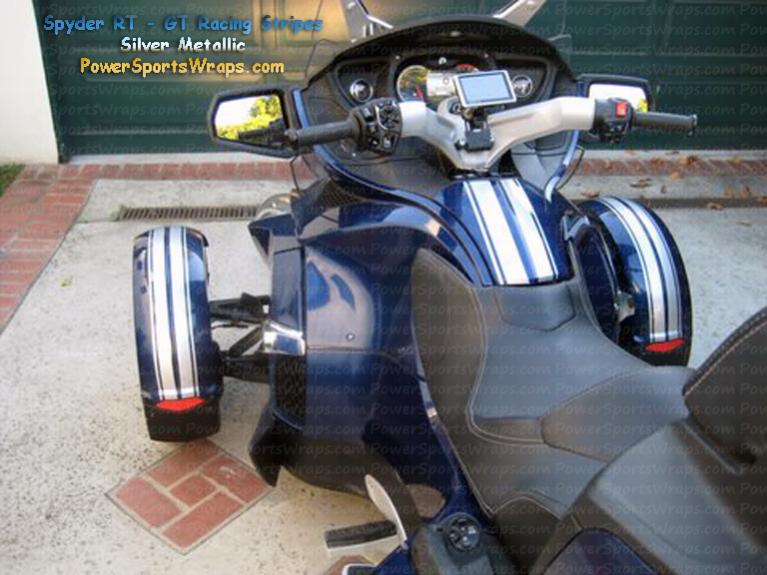 Orbital Blue and Silver Metallic look really great together.  We produced this racing stripe kit for Dennis H.  A very classy look don't you think?