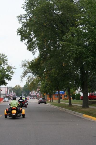 Our "parade" through downtown Mora.