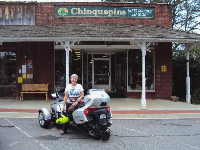 Outside the ice cream parlor on town square in Hayesville NC