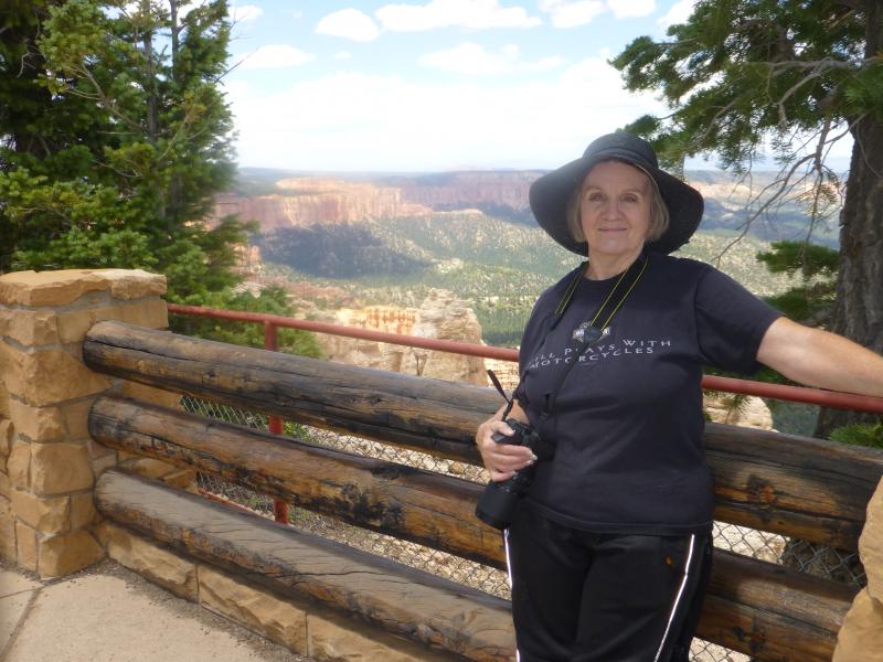 P1030951 Cynthia at the Overlook at the end of Bryce
