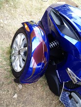 painting the flames on the bike